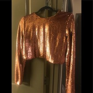 NWT: Missguided Bronze Sequin Crop